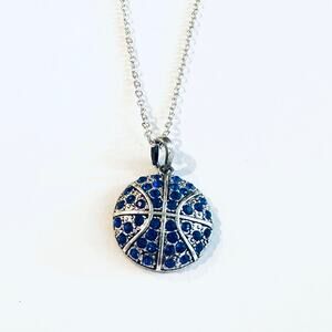 Royal Blue Crystal Basketball Necklace